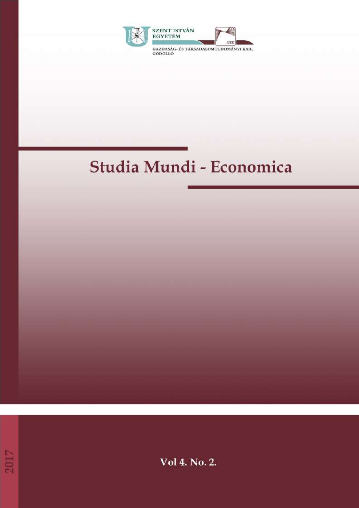 					View Évf. 4 Szám 2 (2017): Studia Mundi – Economica
				