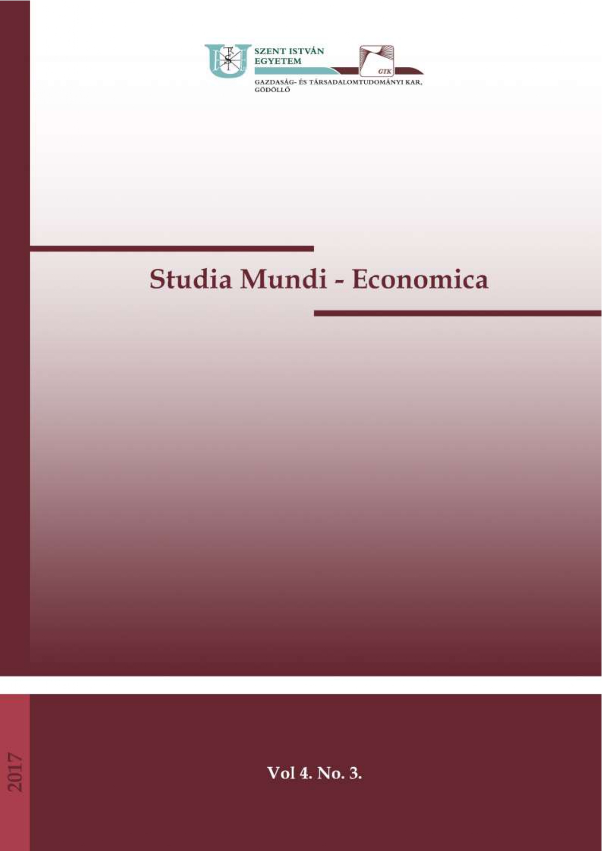 					View Évf. 4 Szám 3 (2017): Studia Mundi – Economica
				