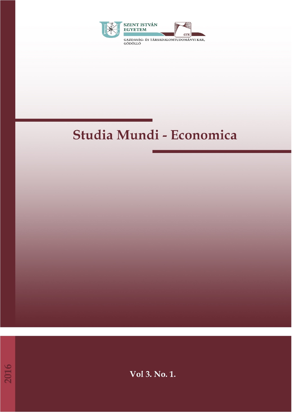 					View Vol. 3 No. 1 (2016): Studia Mundi – Economica
				