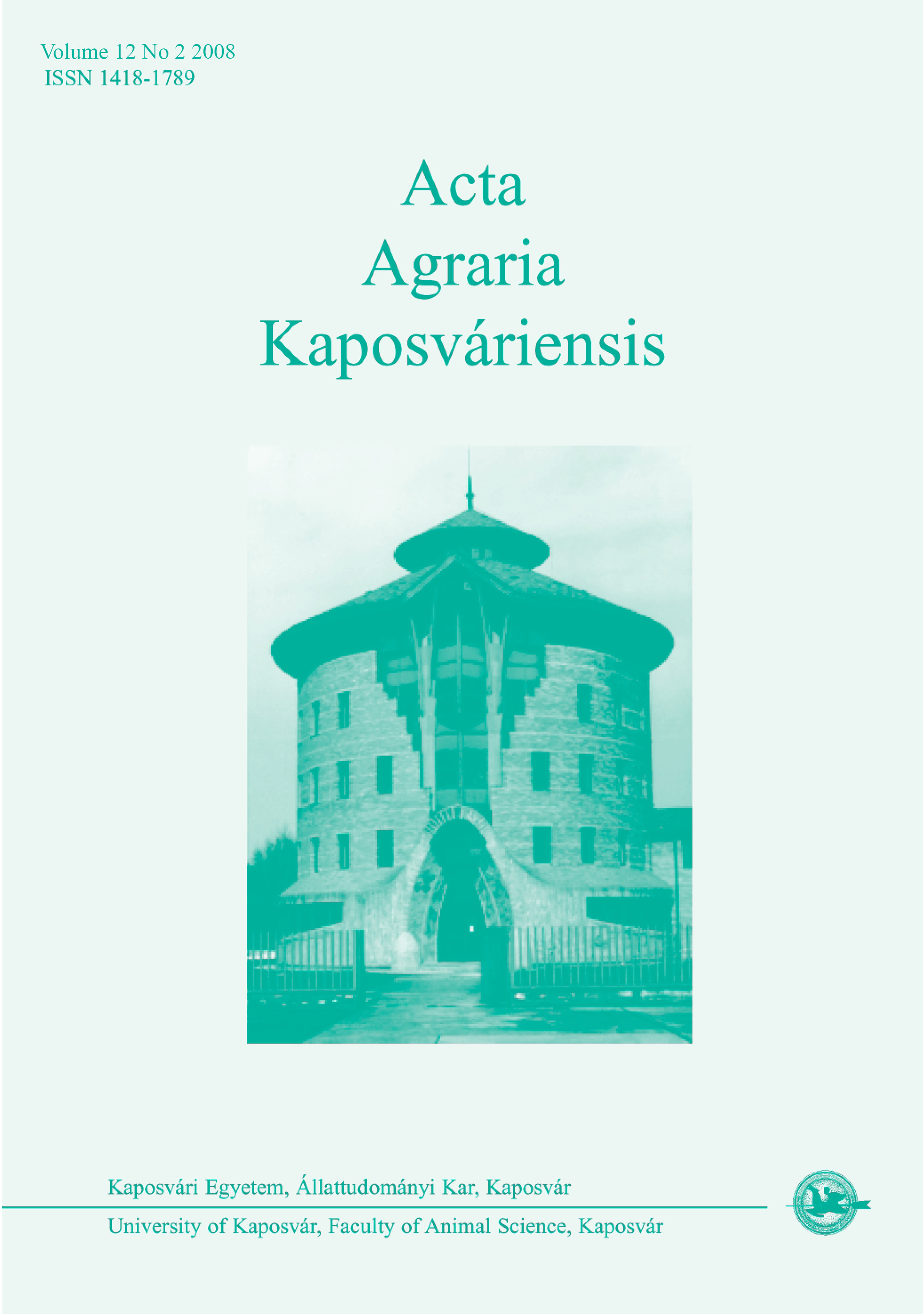 					View Évf. 12 szám 2 (2008): Acta Agraria Kaposváriensis
				
