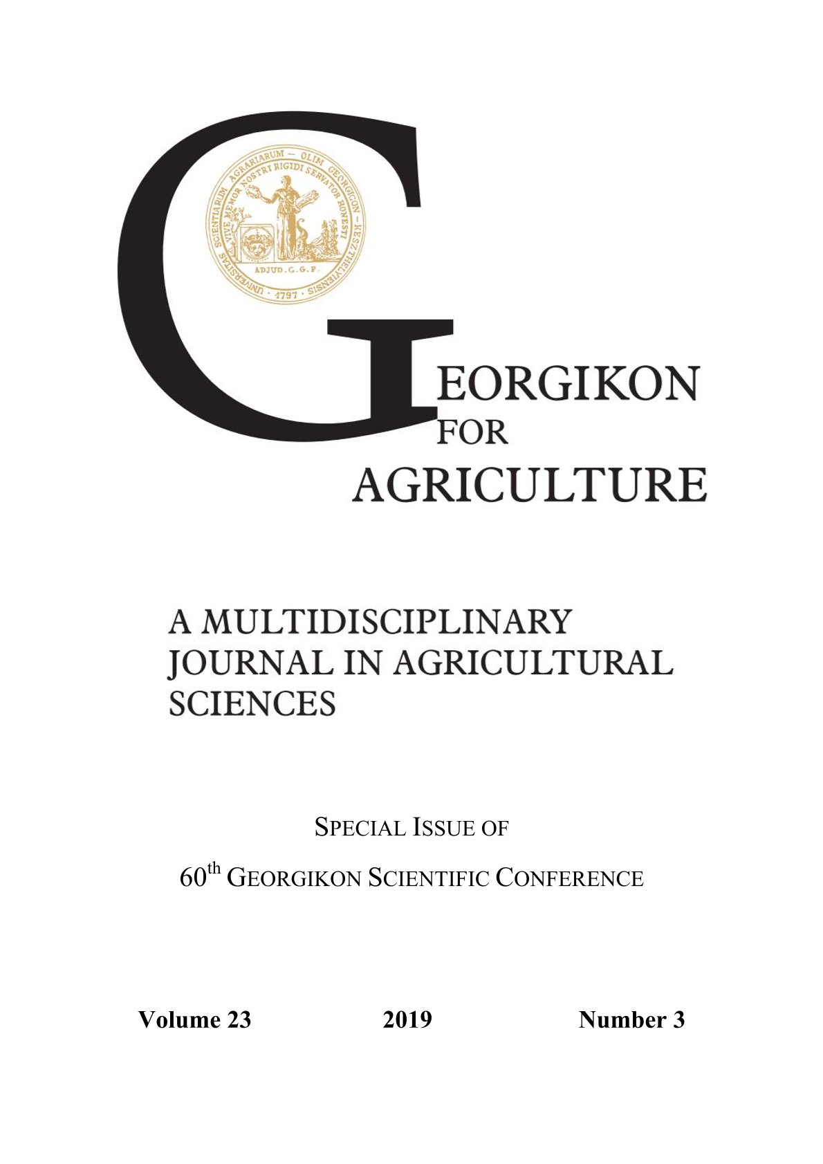 					View Vol. 23 No. 3 (2019): Special Issue of 60th Georgikon Scientific Conference
				