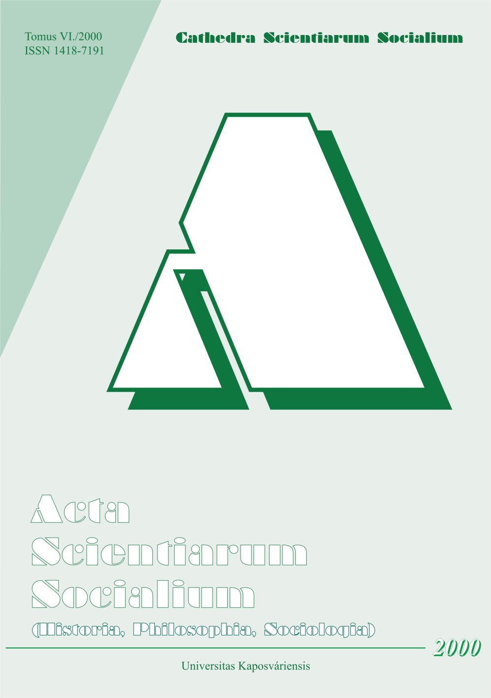 					View Szám 6 (2000): Acta Scientiarum Socialium
				