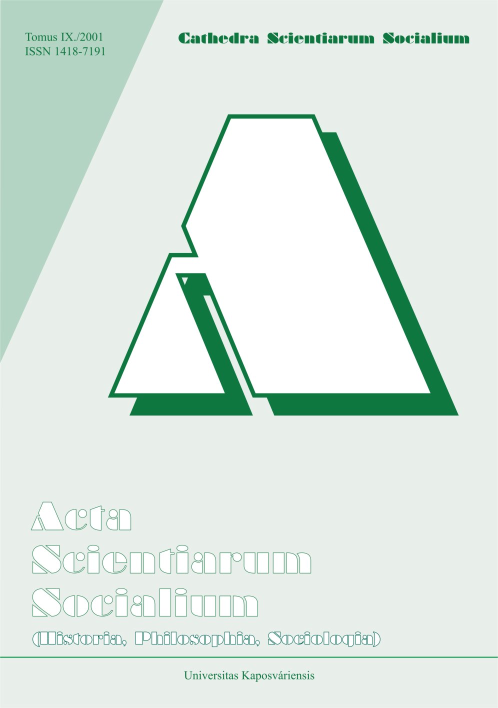 					View Szám 9 (2001): Acta Scientiarum Socialium
				